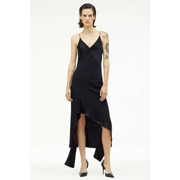 NWT Zara pure silk MULBERRY NARCISO RODRIGUEZ SLIP BLACK DRESS ZARA L - Picture 2 of 13